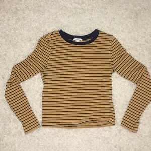 Yellow and navy blue stripped shirt long sleeve